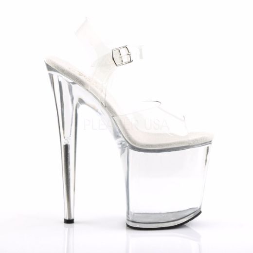 Product image of Pleaser Flamingo-808 Clear/Clear, 8 inch (20.3 cm) Heel, 4 inch (10.2 cm) Platform Sandal Shoes