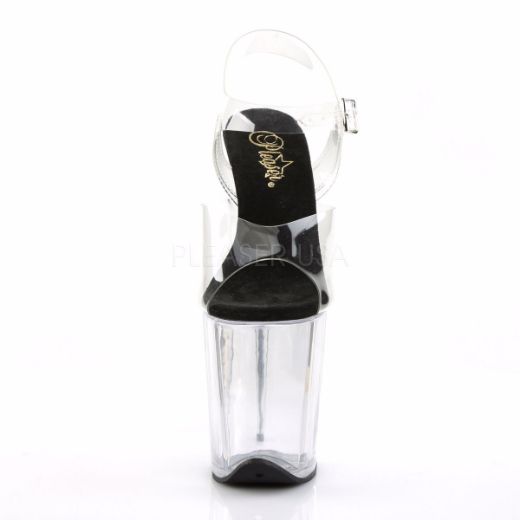 Product image of Pleaser Flamingo-808 Clear-Black/Clear, 8 inch (20.3 cm) Heel, 4 inch (10.2 cm) Platform Sandal Shoes