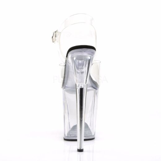 Product image of Pleaser Flamingo-808 Clear-Black/Clear, 8 inch (20.3 cm) Heel, 4 inch (10.2 cm) Platform Sandal Shoes