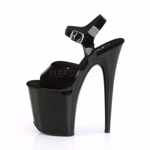 Product image of Pleaser Flamingo-808N Black (Jelly-Like) Tpu/Black, 8 inch (20.3 cm) Heel, 4 inch (10.2 cm) Platform Sandal Shoes