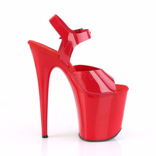 Product image of Pleaser Flamingo-808N Red (Jelly-Like) Tpu/Red, 8 inch (20.3 cm) Heel, 4 inch (10.2 cm) Platform Sandal Shoes