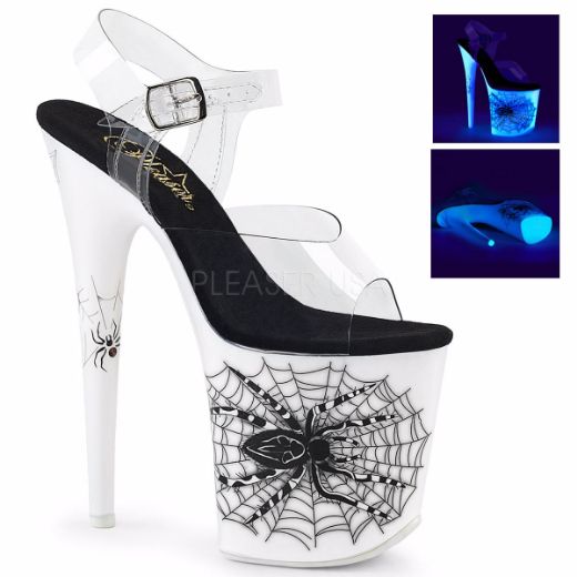 Product image of Pleaser Flamingo-808Sw Clear/Neon White, 8 inch (20.3 cm) Heel, 4 inch (10.2 cm) Platform Sandal Shoes