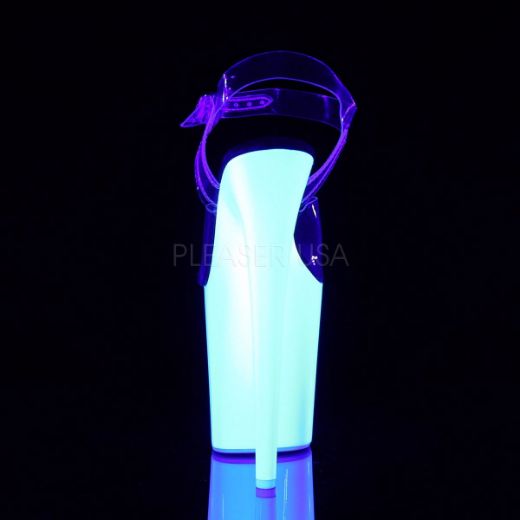 Product image of Pleaser Flamingo-808Uv Clear/Neon White, 8 inch (20.3 cm) Heel, 4 inch (10.2 cm) Platform Sandal Shoes