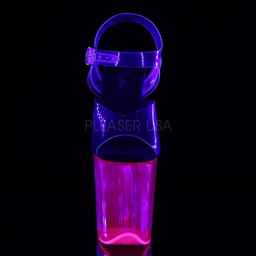 Product image of Pleaser Flamingo-808Uvt Clear/Hot Pink Tinted, 8 inch (20.3 cm) Heel, 4 inch (10.2 cm) Platform Sandal Shoes