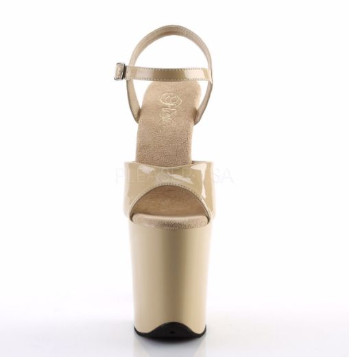Product image of Pleaser Flamingo-809 Cream Patent/Cream, 8 inch (20.3 cm) Heel, 4 inch (10.2 cm) Platform Sandal Shoes