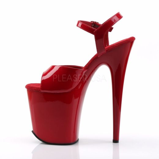 Product image of Pleaser Flamingo-809 Red Patent/Red, 8 inch (20.3 cm) Heel, 4 inch (10.2 cm) Platform Sandal Shoes