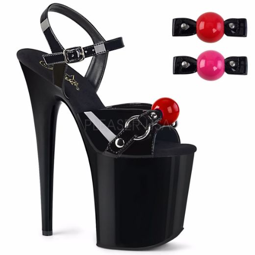 Product image of Pleaser Flamingo-809Gb Black Patent/Black, 8 inch (20.3 cm) Heel, 4 inch (10.2 cm) Platform Sandal Shoes