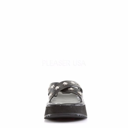 Product image of Demonia Flip-05 Black Vegan Leather,  2 1/2 inch Platform Slide Mule Shoes