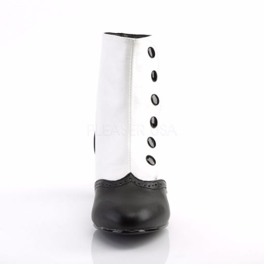 Product image of Bordello Flora-1023 White-Black Pu, 2 inch (5.1 cm) Heel Ankle Boot