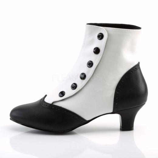 Product image of Bordello Flora-1023 White-Black Pu, 2 inch (5.1 cm) Heel Ankle Boot