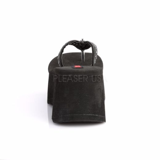 Product image of Demonia Funn-33 Black Vegan Leather, 3 1/2 inch Platform Sandal Shoes