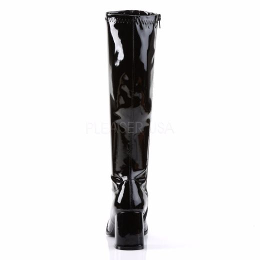 Product image of Funtasma Gogo-300 Black Stretch Patent, 3 inch (7.6 cm) Heel Knee High Boot