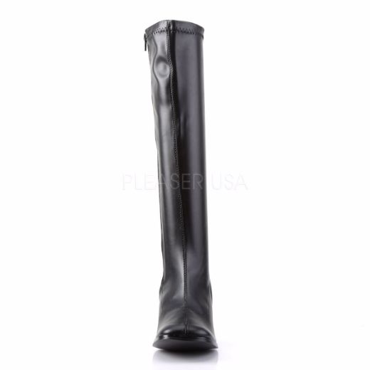 Product image of Funtasma Gogo-300 Black Stretch Pu, 3 inch (7.6 cm) Heel Knee High Boot