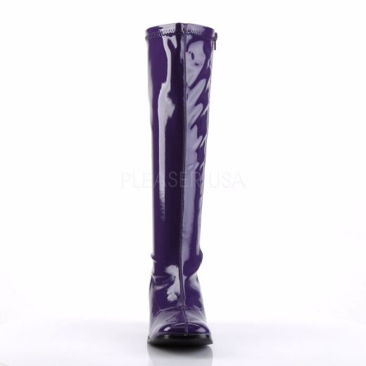 Product image of Funtasma Gogo-300 Purple Stretch Patent, 3 inch (7.6 cm) Heel Knee High Boot