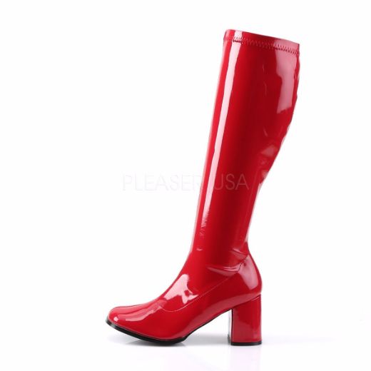 Product image of Funtasma Gogo-300 Red Stretch Patent, 3 inch (7.6 cm) Heel Knee High Boot