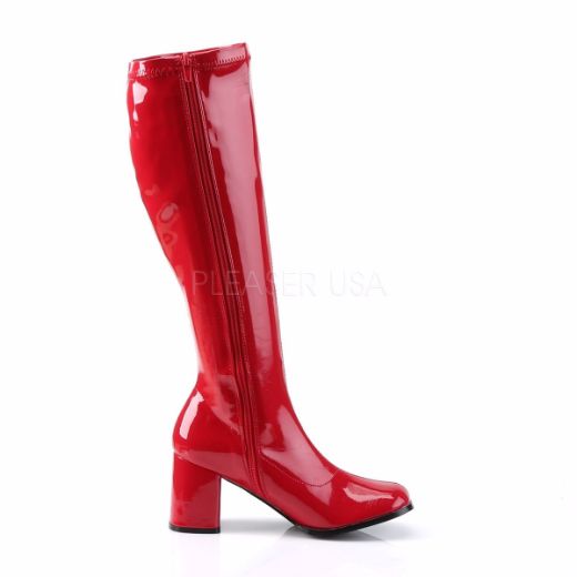 Product image of Funtasma Gogo-300 Red Stretch Patent, 3 inch (7.6 cm) Heel Knee High Boot