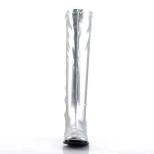 Product image of Funtasma Gogo-300 Silver Met. Stretch Pu, 3 inch (7.6 cm) Heel Knee High Boot