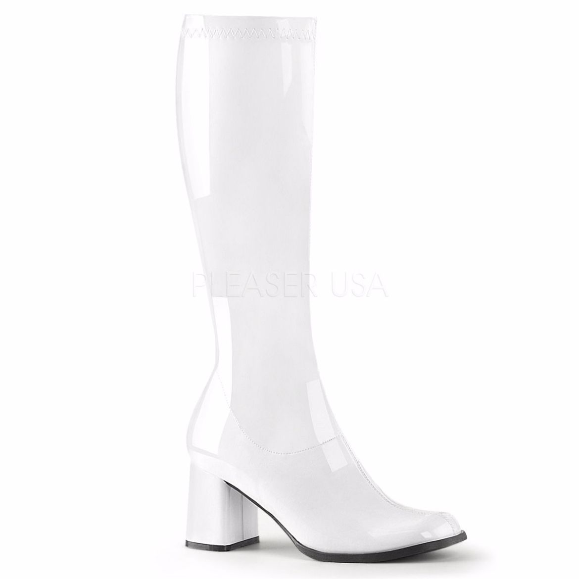Product image of Funtasma Gogo-300 White Stretch Patent, 3 inch (7.6 cm) Heel Knee High Boot Shoes