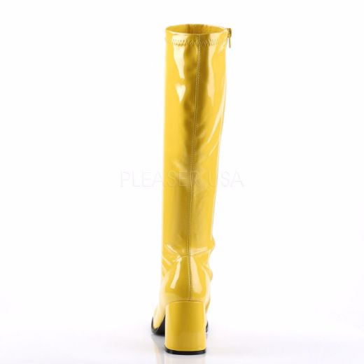 Product image of Funtasma Gogo-300 Yellow Stretch Patent, 3 inch (7.6 cm) Heel Knee High Boot