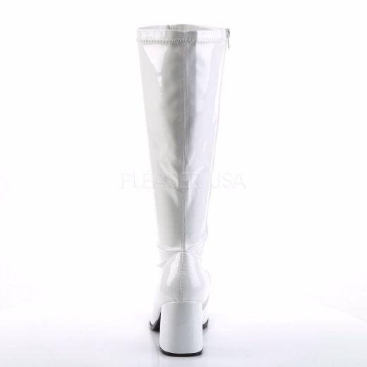 Product image of Funtasma Gogo-300X White Stretch Patent, 3 inch (7.6 cm) Heel Knee High Boot