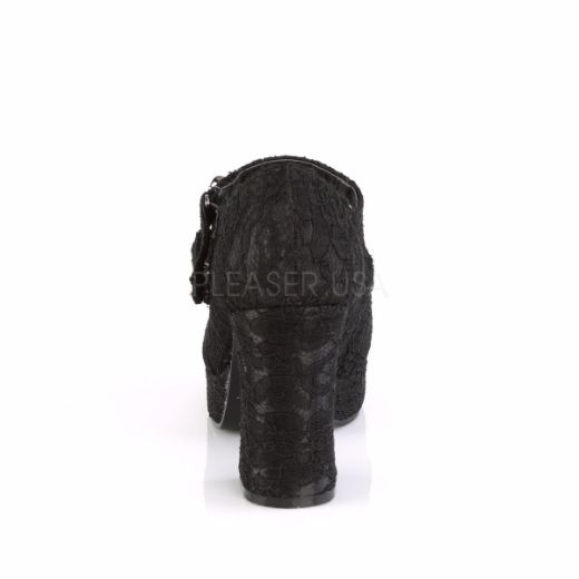 Product image of Demonia Gothika-09 Black Satin-Lace, 3 3/4 inch (9.5 cm) Heel, 1 1/4 inch (3.2 cm) Platform Court Pump Shoes