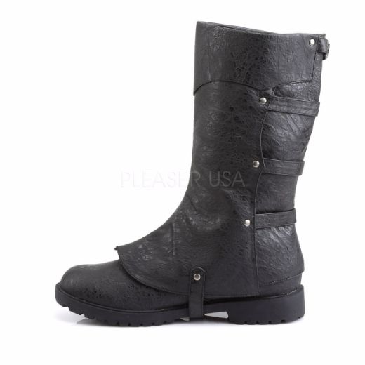 Product image of Funtasma Gotham-105 Black Distressed Pu, 1 1/2 inch (3.8 cm) Flat Heel Knee High Boot