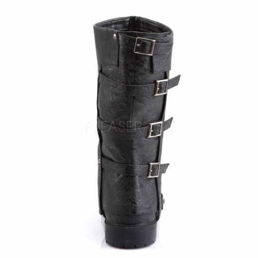 Product image of Funtasma Gotham-105 Black Distressed Pu, 1 1/2 inch (3.8 cm) Flat Heel Knee High Boot