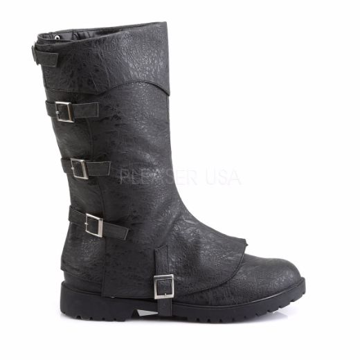 Product image of Funtasma Gotham-105 Black Distressed Pu, 1 1/2 inch (3.8 cm) Flat Heel Knee High Boot