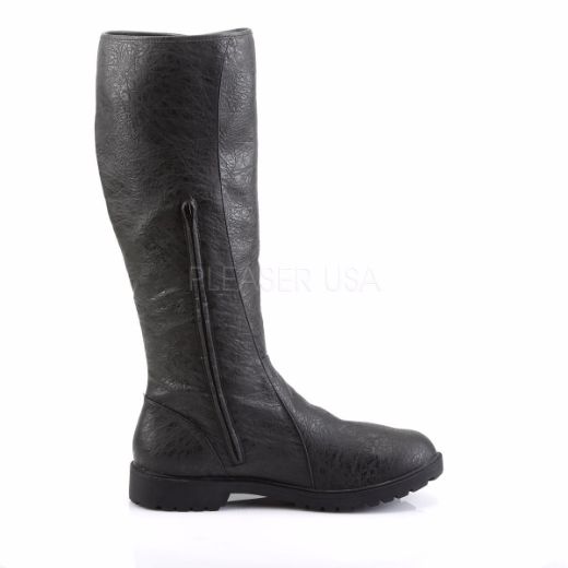 Product image of Funtasma Gotham-109 Black Distressed Pu, 1 1/2 inch (3.8 cm) Flat Heel Knee High Boot