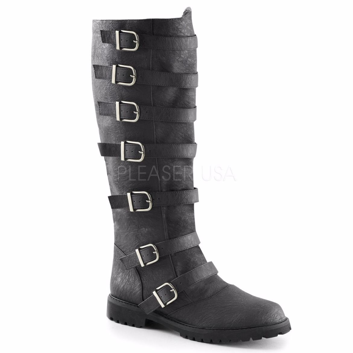 Product image of Funtasma Gotham-110 Black Distressed Pu, 1 1/2 inch (3.8 cm) Flat Heel Knee High Boot