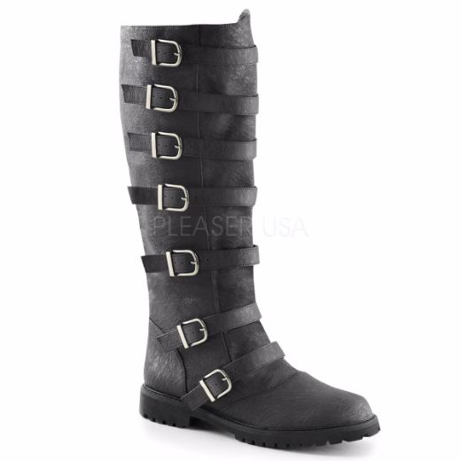 Product image of Funtasma Gotham-110 Black Distressed Pu, 1 1/2 inch (3.8 cm) Flat Heel Knee High Boot