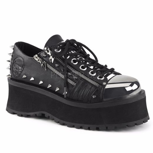 Product image of Demonia Gravedigger-04 Black Vegan Leather, 2 3/4 inch Platform Court Pump Shoes