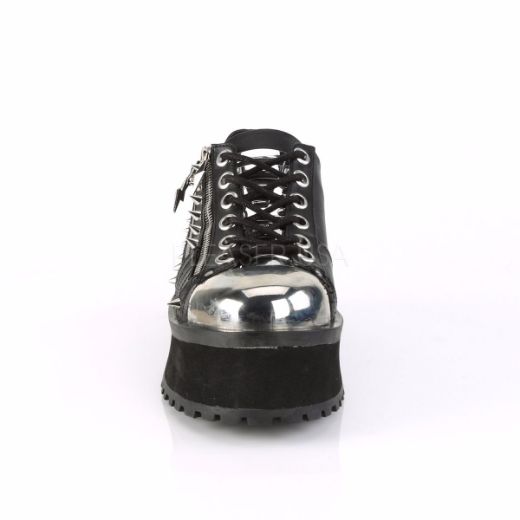 Product image of Demonia Gravedigger-04 Black Vegan Leather, 2 3/4 inch Platform Court Pump Shoes