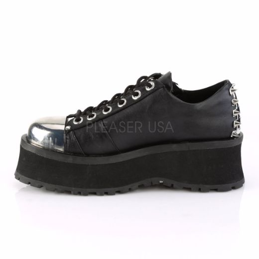 Product image of Demonia Gravedigger-04 Black Vegan Leather, 2 3/4 inch Platform Court Pump Shoes