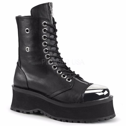 Product image of Demonia Gravedigger-10 Black Vegan Leather, 2 3/4 inch Platform Ankle Boot