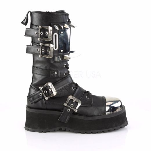 Product image of Demonia Gravedigger-250 Black Vegan Leather, 2 3/4 inch Platform Knee High Boot