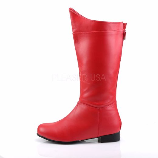 Product image of Funtasma Hero-100 Red Pu, 1 inch (2.5 cm) Flat Heel Knee High Boot