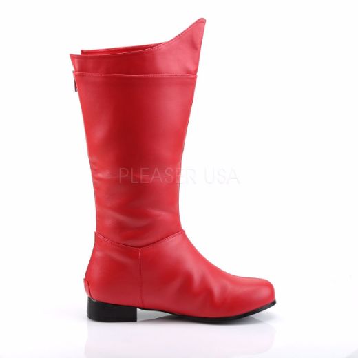 Product image of Funtasma Hero-100 Red Pu, 1 inch (2.5 cm) Flat Heel Knee High Boot