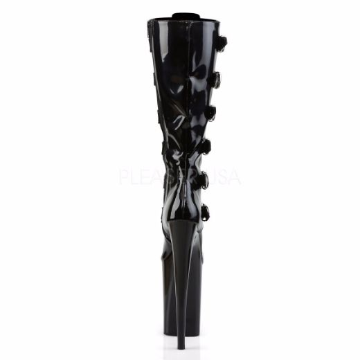 Product image of Pleaser Infinity-2049 Black Patent/Black, 9 inch (22.9 cm) Heel, 5 1/4 inch (13.3 cm) Platform Knee High Boot