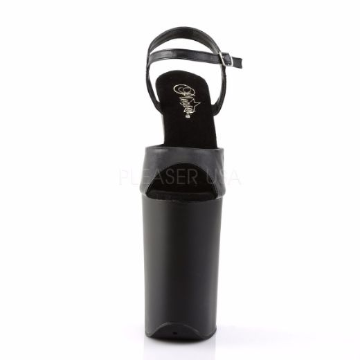 Product image of Pleaser Infinity-909 Black Faux Leather/Black Matte, 9 inch (22.9 cm) Heel, 5 1/4 inch (13.3 cm) Platform Sandal Shoes