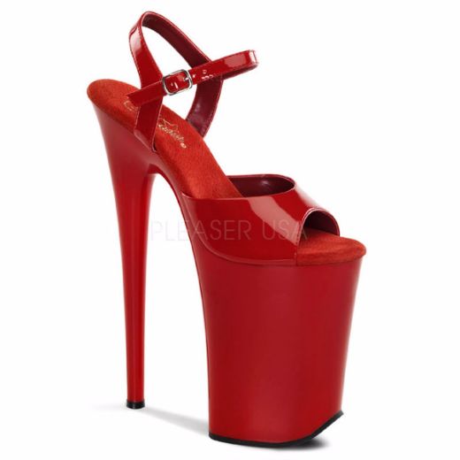 Product image of Pleaser Infinity-909 Red/Red, 9 inch (22.9 cm) Heel, 5 1/4 inch (13.3 cm) Platform Sandal Shoes