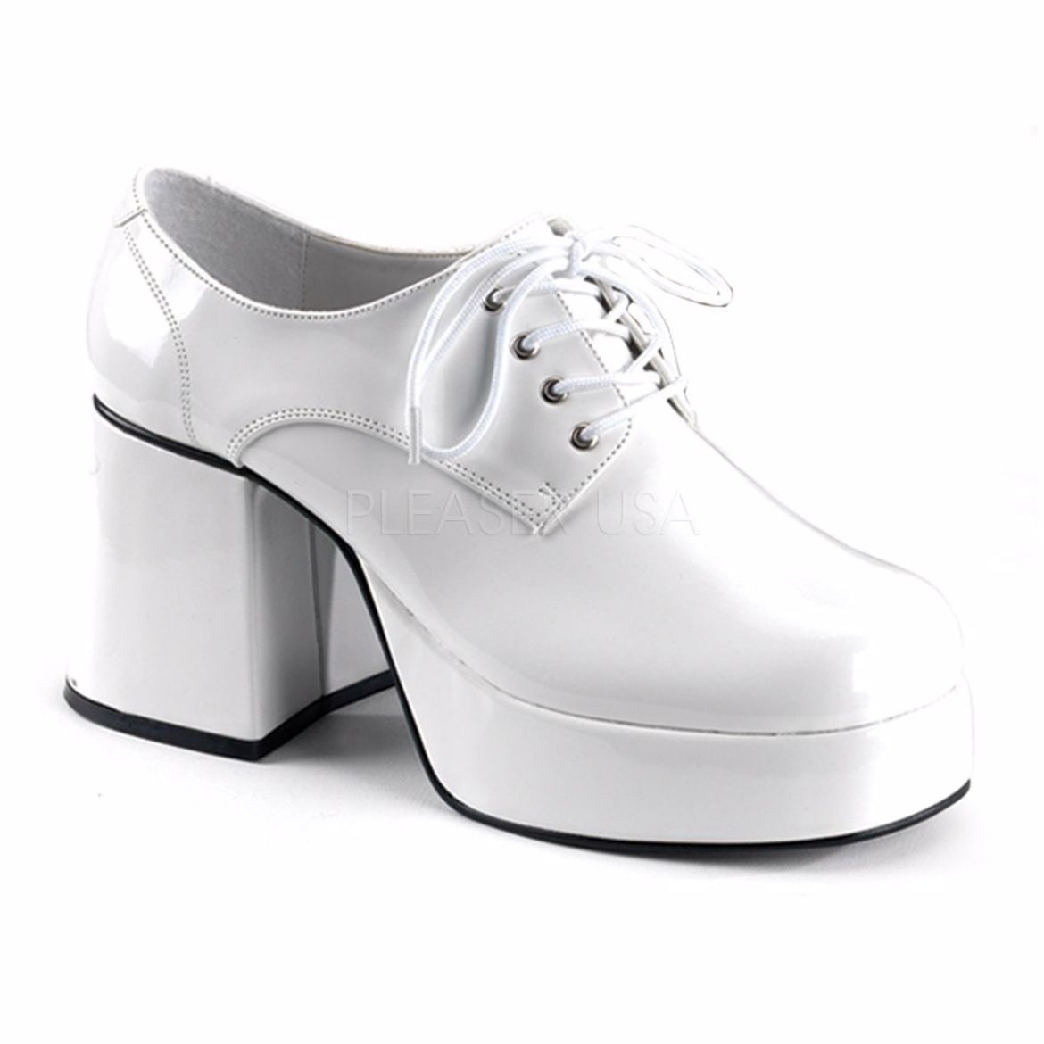 Product image of Funtasma Jazz-02 White Patent, 3 1/2 inch (8.9 cm) Heel, 1 1/2 inch (3.8 cm) Platform Court Pump Shoes