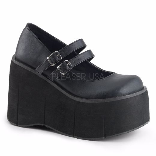 Product image of Demonia Kera-08 Black Vegan Leather, 4 1/2 inch Platform Court Pump Shoes