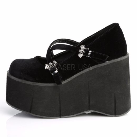 Product image of Demonia Kera-10 Black Velvet, 4 1/2 inch Platform Court Pump Shoes