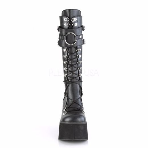 Product image of Demonia Kera-200 Black Vegan Leather, 4 1/2 inch Platform Knee High Boot