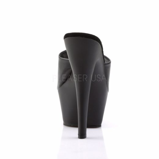 Product image of Pleaser Kiss-201 Black Faux Leather/Black Matte, 6 inch (15.2 cm) Heel, 1 3/4 inch (4.4 cm) Platform Slide Mule Shoes