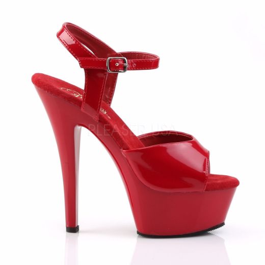Product image of Pleaser Kiss-209 Red Patent/Red, 6 inch (15.2 cm) Heel, 1 3/4 inch (4.4 cm) Platform Sandal Shoes