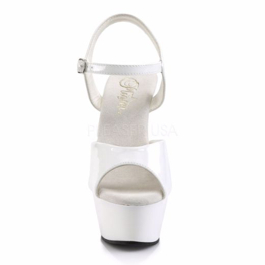 Product image of Pleaser Kiss-209 White Patent/White, 6 inch (15.2 cm) Heel, 1 3/4 inch (4.4 cm) Platform Sandal Shoes