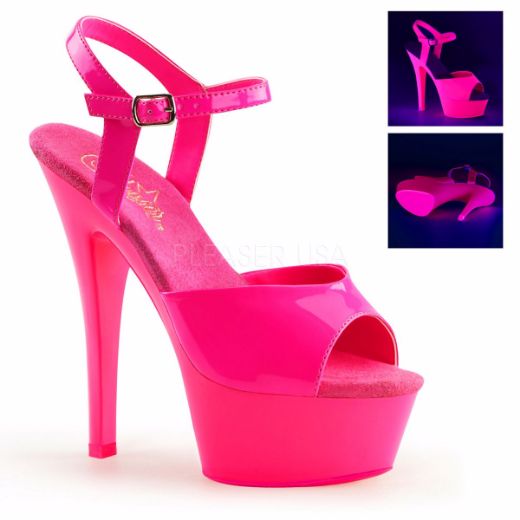 Product image of Pleaser Kiss-209Uv Neon Hot Pink/Hot Pink, 6 inch (15.2 cm) Heel, 1 3/4 inch (4.4 cm) Platform Sandal Shoes