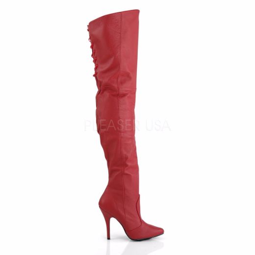 Product image of Pleaser Legend-8899 Red Leather (P), 5 inch (12.7 cm) Heel Thigh High Boot
